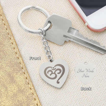 Namaste symbol-01 Engraved Heart Keychain