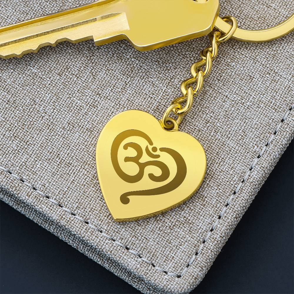 Namaste symbol-01 Engraved Heart Keychain