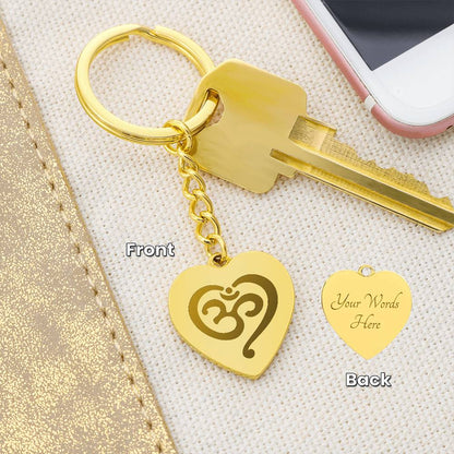 Namaste symbol-01 Engraved Heart Keychain