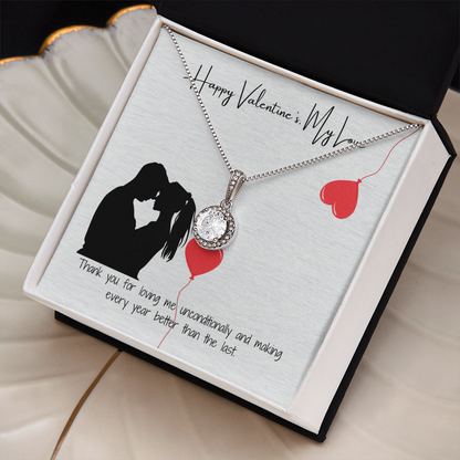 "Happy Valentine's Day, My Love"  Elegant Pendant with Gift Card