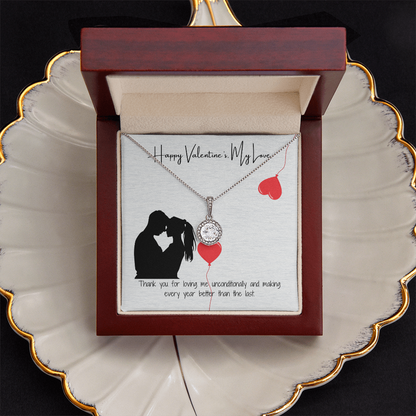 "Happy Valentine's Day, My Love"  Elegant Pendant with Gift Card