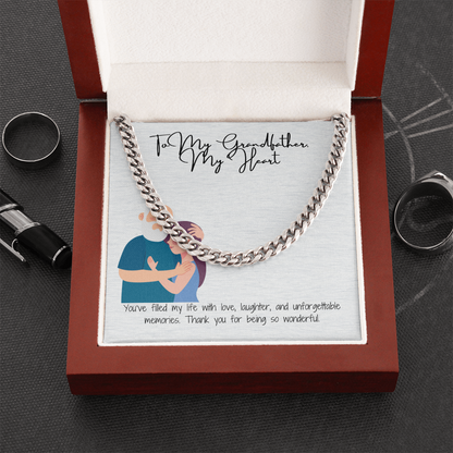 "To My Grandfather"  Classic Cuban Link Chain