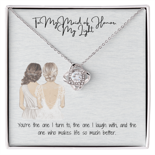 Light Maid Of Honor Love Knot Necklace