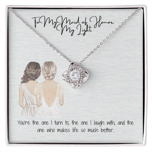Light Maid Of Honor Love Knot Necklace