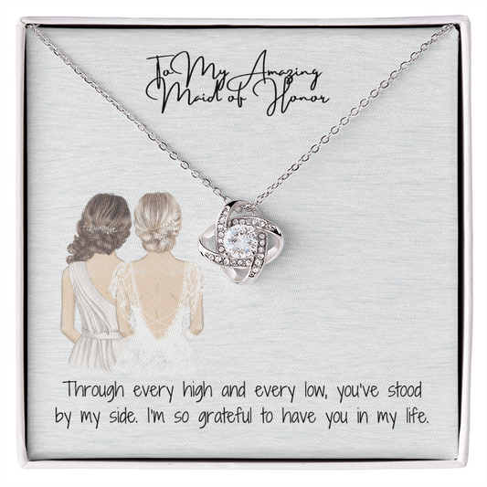 Amazing Maid Of Honor Love Knot Necklace