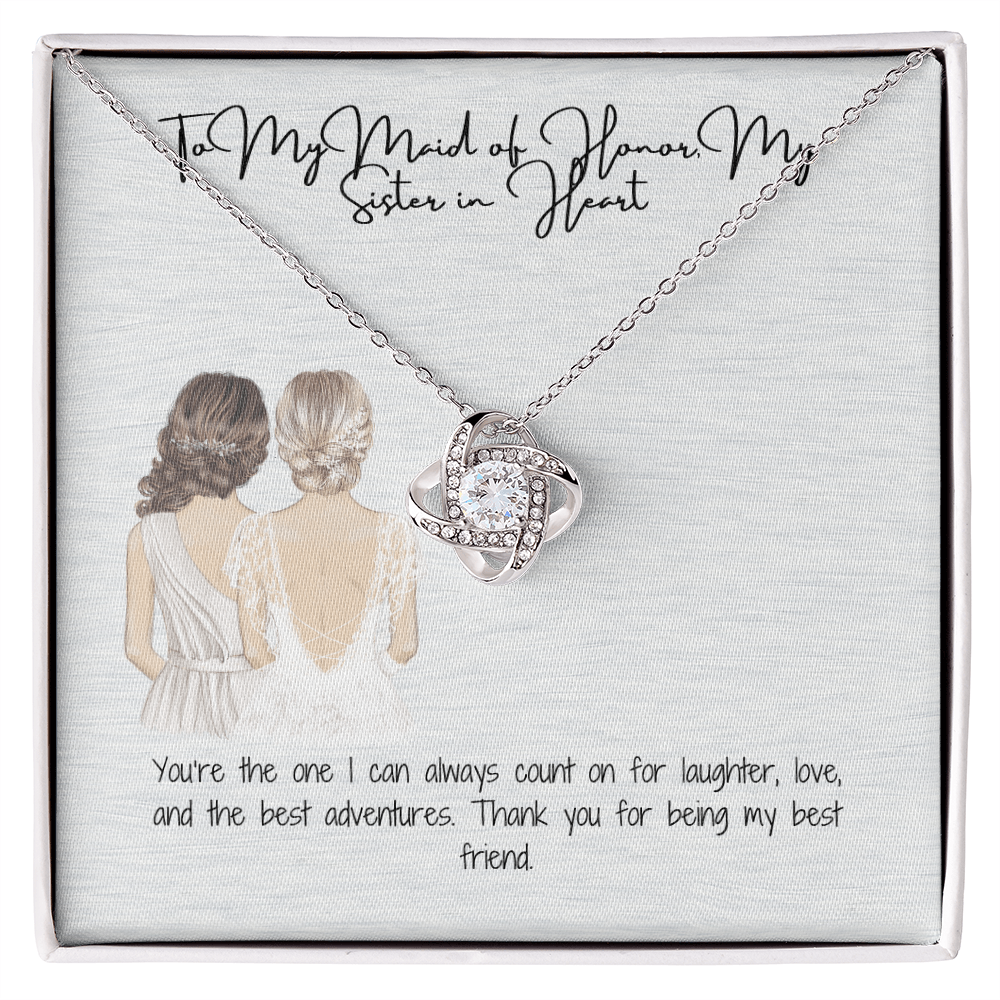 Sister In Heart Love Knot Necklace