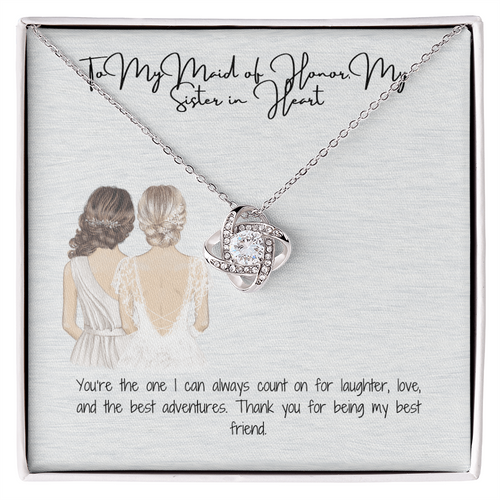 Sister In Heart Love Knot Necklace