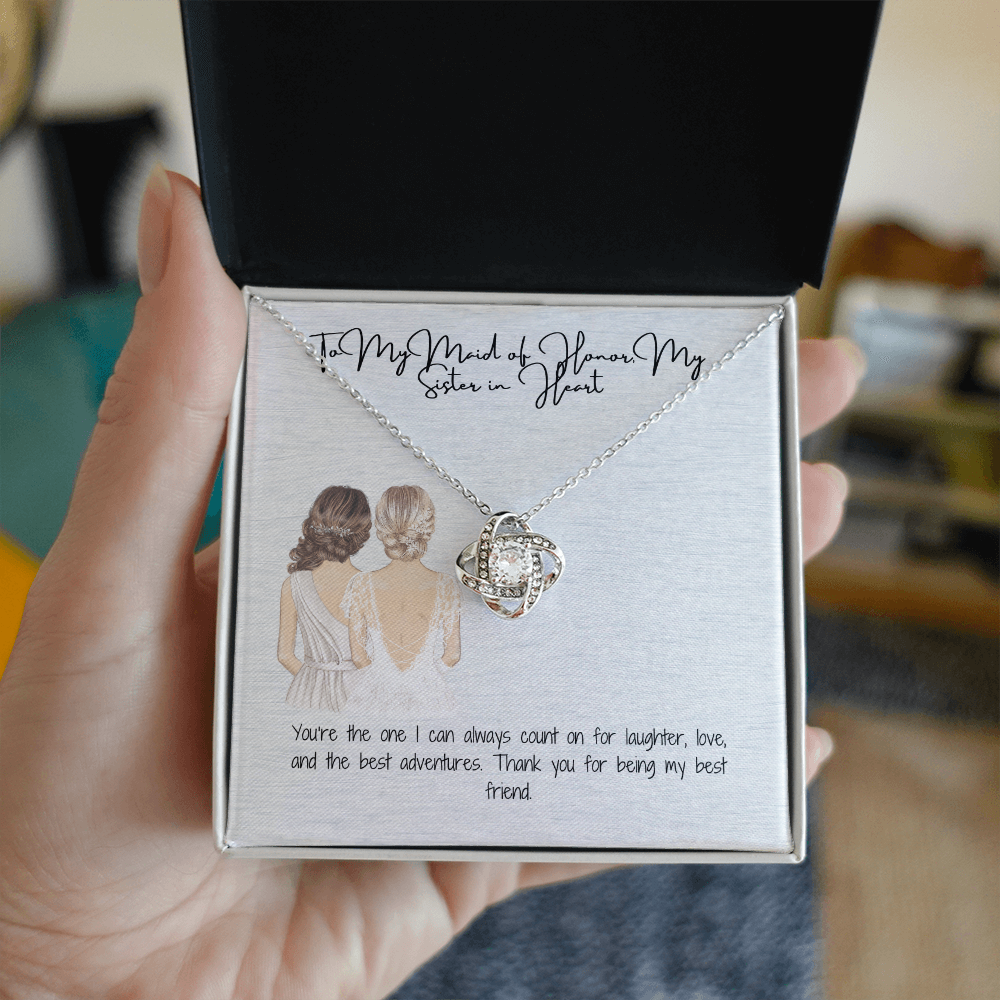 Sister In Heart Love Knot Necklace