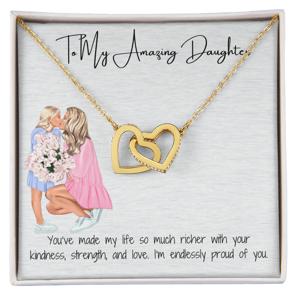 Two Hearts, One Love  Interlocking Hearts Necklace for Daughter