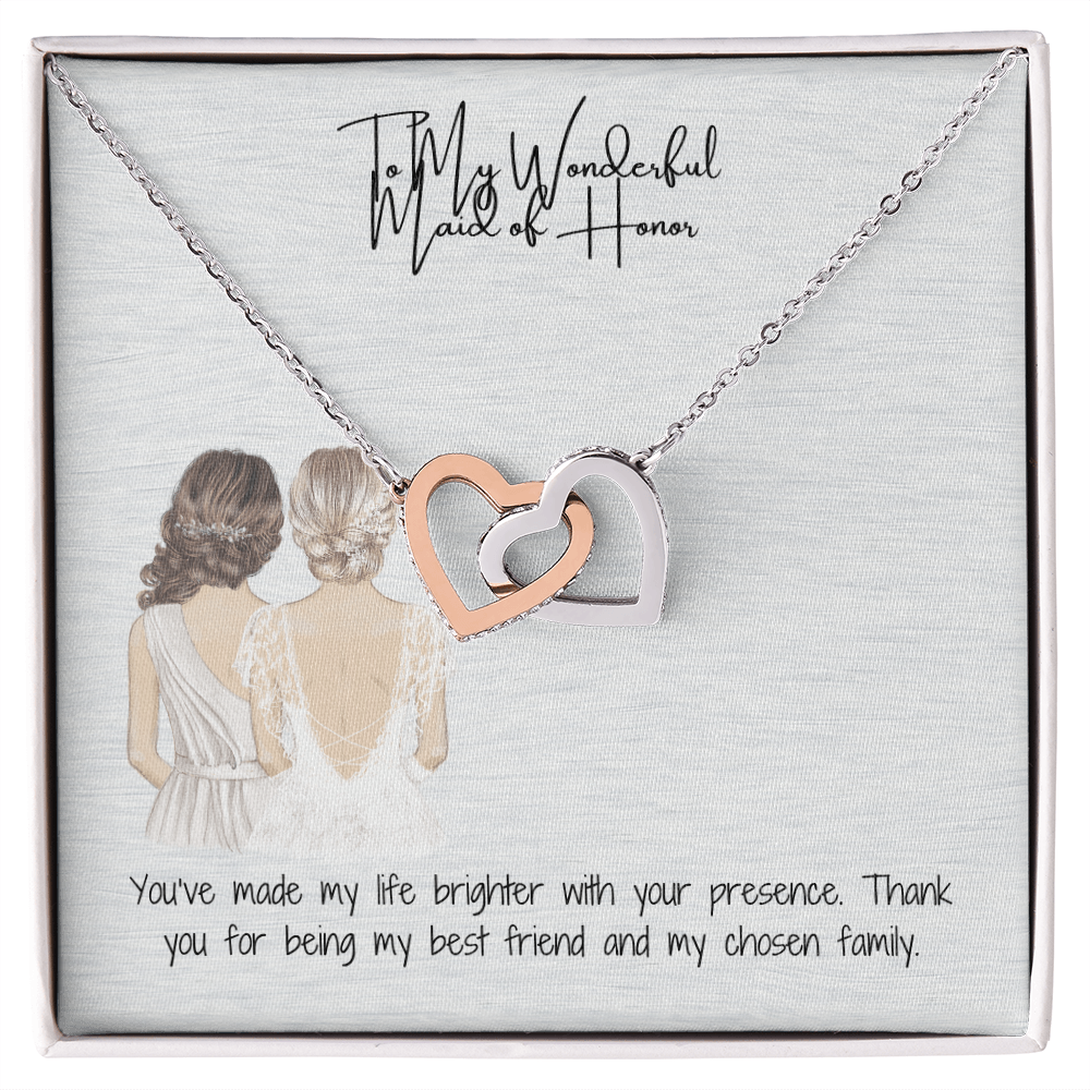 Wonderful Maid Of Honor Interlocking Hearts Necklace