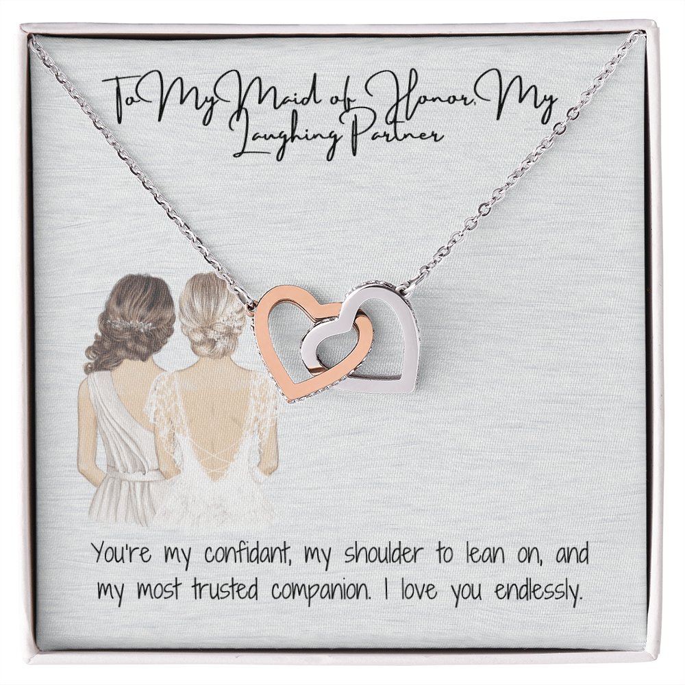 Laughing Partner Interlocking Hearts Necklace