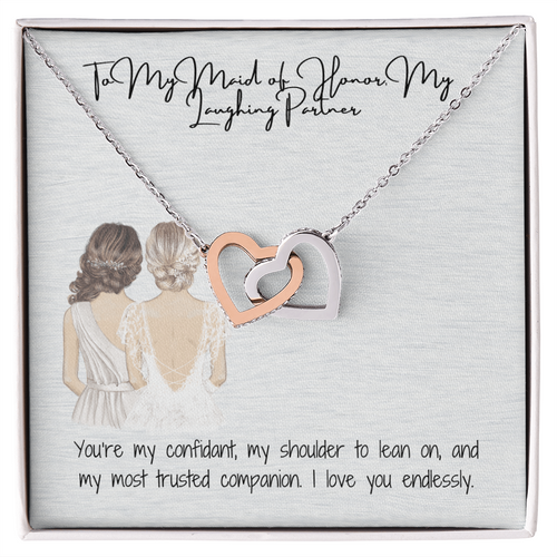 Laughing Partner Interlocking Hearts Necklace