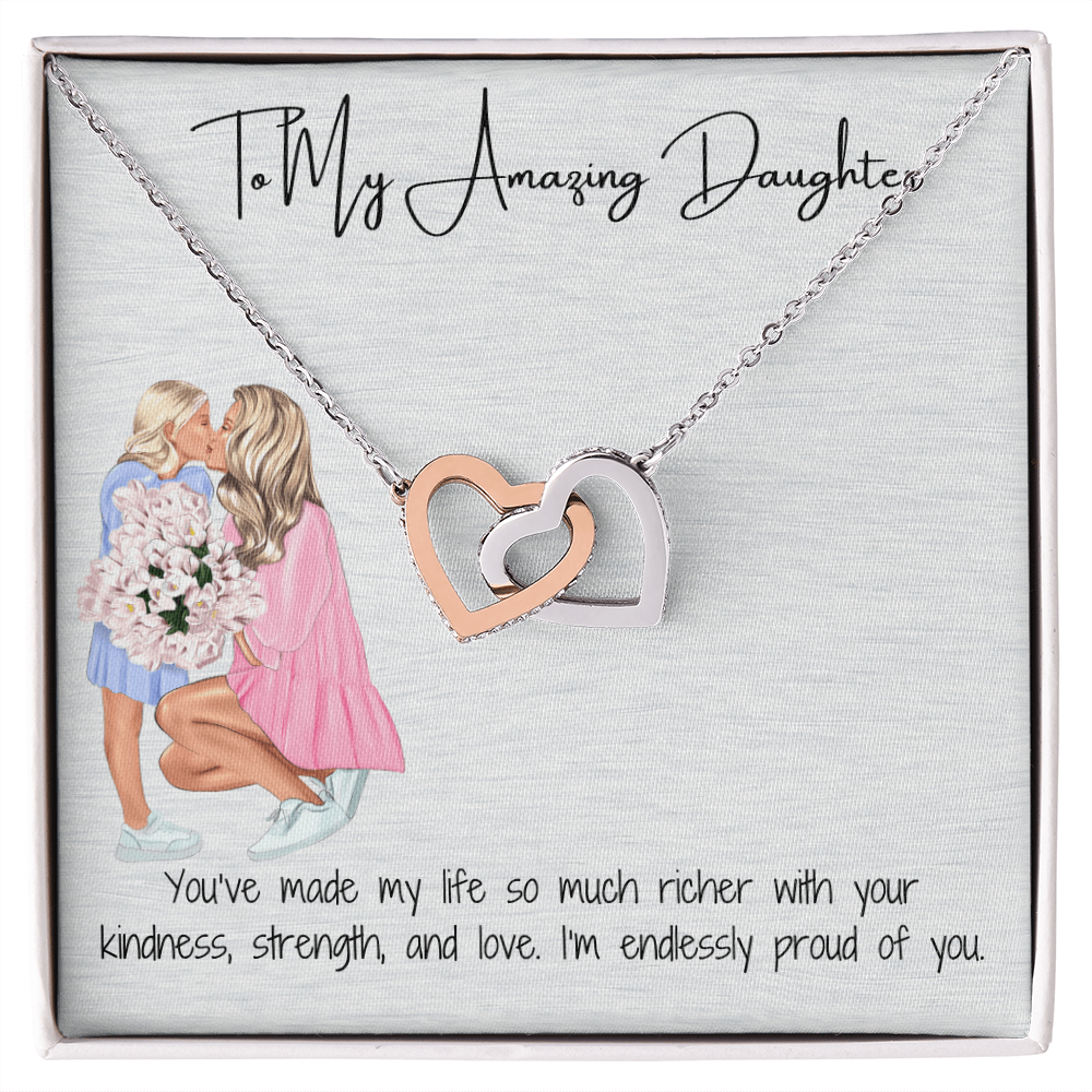 Two Hearts, One Love  Interlocking Hearts Necklace for Daughter