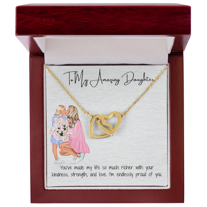 Two Hearts, One Love  Interlocking Hearts Necklace for Daughter