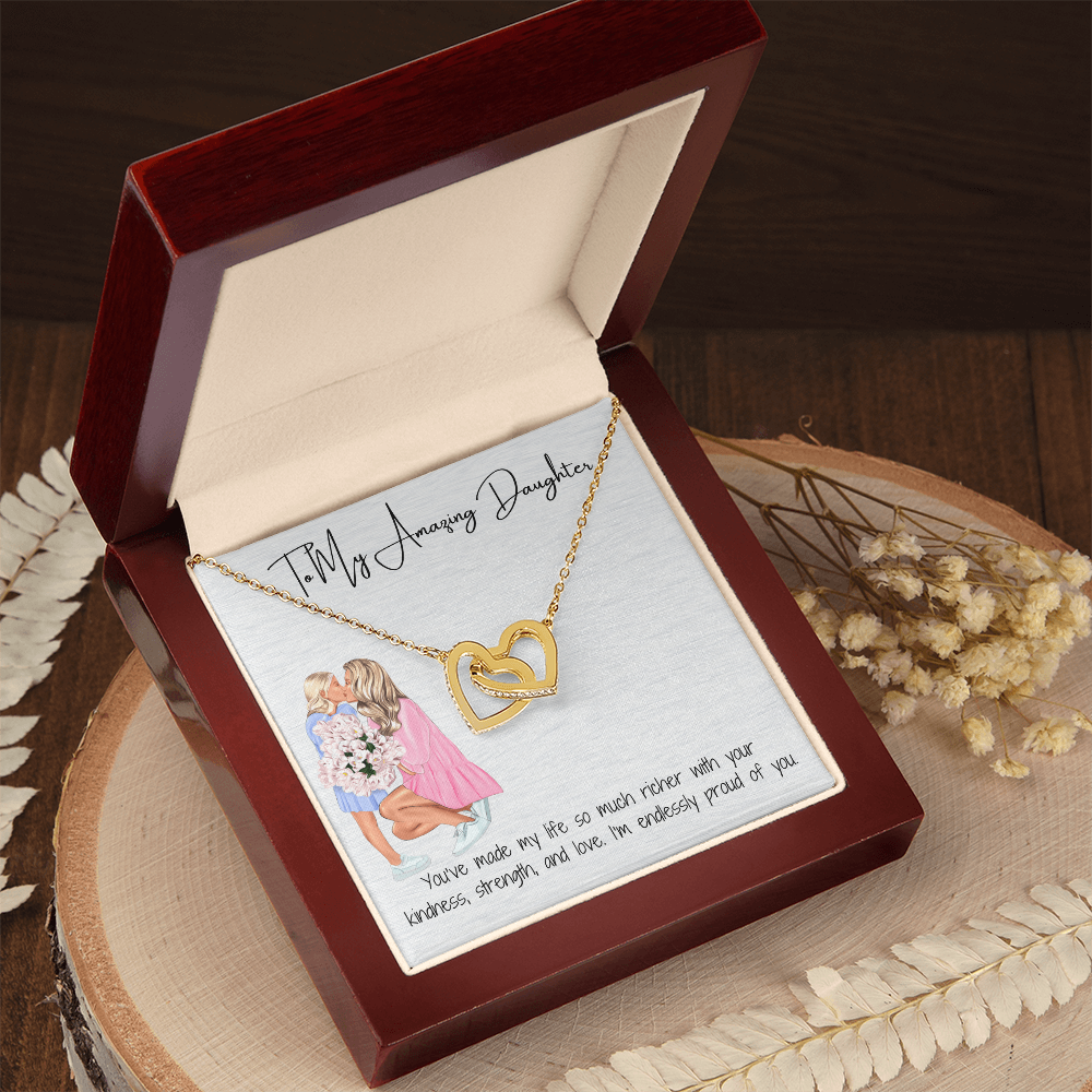 Two Hearts, One Love  Interlocking Hearts Necklace for Daughter
