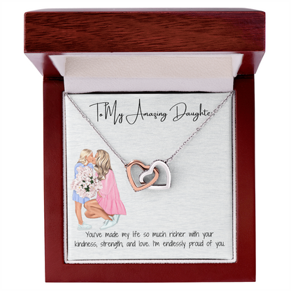 Two Hearts, One Love  Interlocking Hearts Necklace for Daughter
