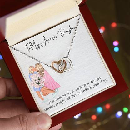Two Hearts, One Love  Interlocking Hearts Necklace for Daughter
