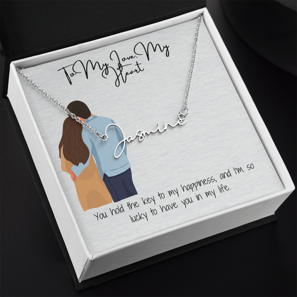 My Heart Girlfriend Name Necklace