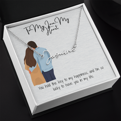 My Heart Girlfriend Name Necklace