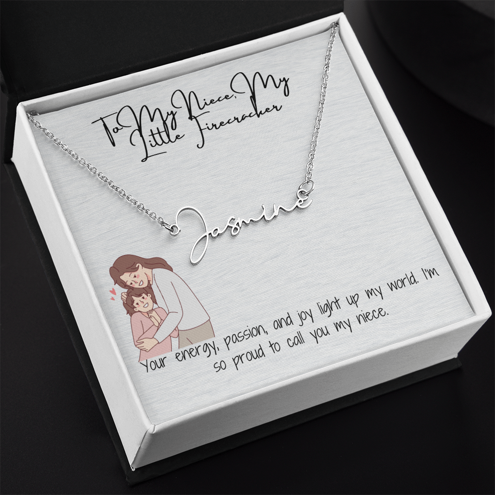 Little Firecracker Niece Signature Name Necklace