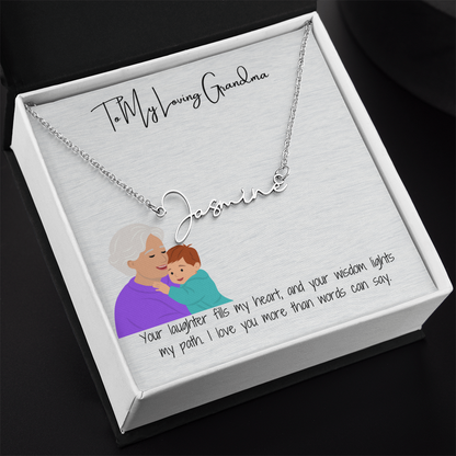 Personalized Signature Name Necklace  "A Stylish Tribute to Grandma"