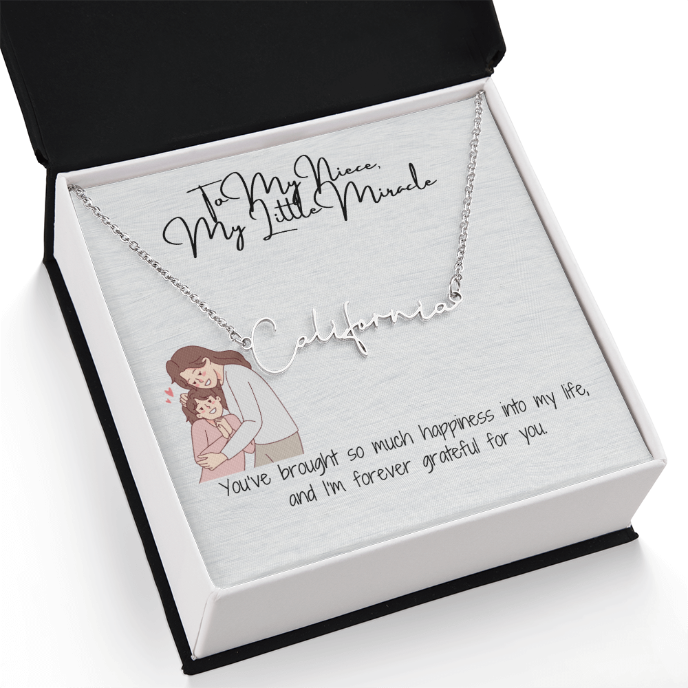 Little Miracle Niece Signature Name Necklace