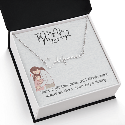 Angel Niece Signature Name Necklace