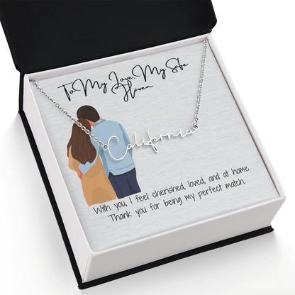 My Safe Heaven Girlfriend Name Necklace