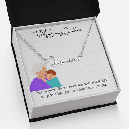 Personalized Signature Name Necklace  "A Stylish Tribute to Grandma"