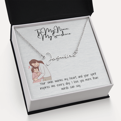 My Sunshine Niece Signature Name Necklace