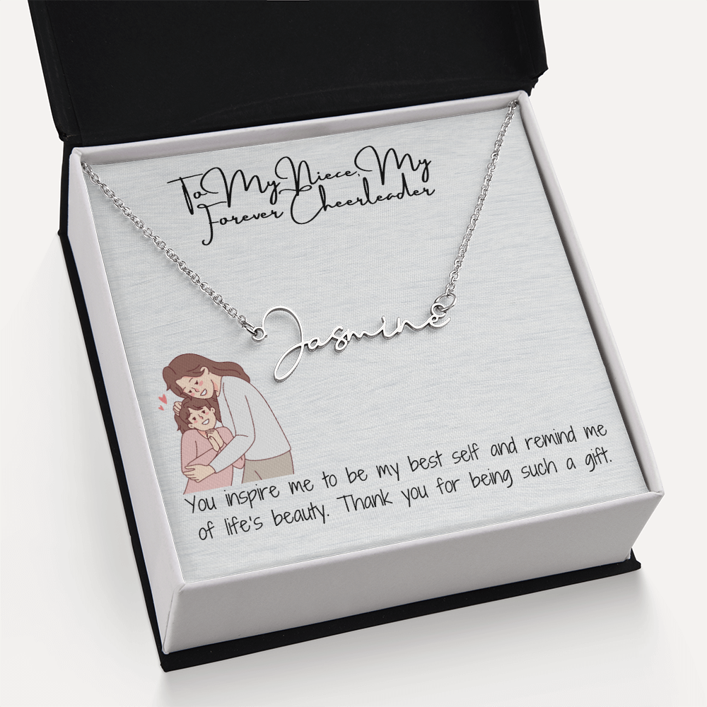 Forever Cheerleader Niece Signature Name Necklace