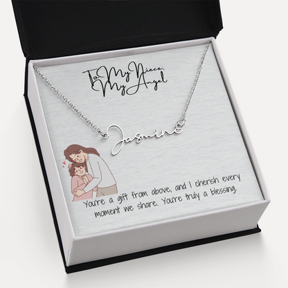 Angel Niece Signature Name Necklace