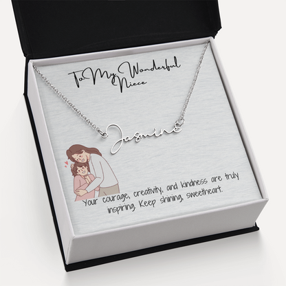 Wonderful Niece Signature Name Necklace