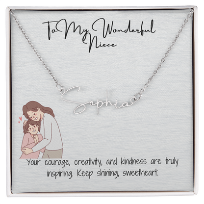 Wonderful Niece Signature Name Necklace