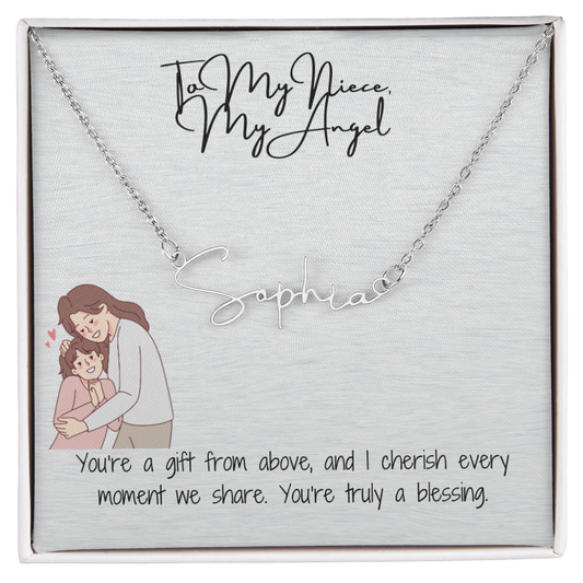 Angel Niece Signature Name Necklace