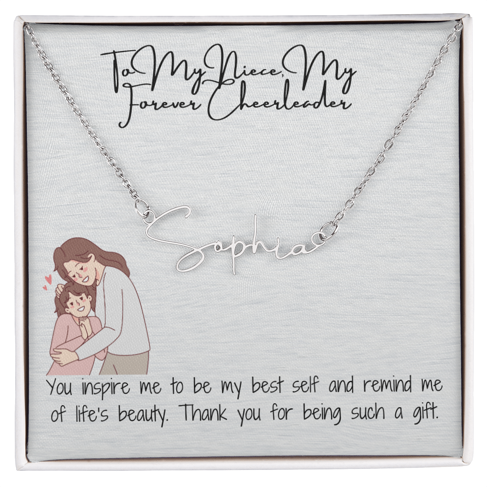 Forever Cheerleader Niece Signature Name Necklace