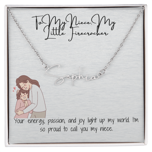 Little Firecracker Niece Signature Name Necklace