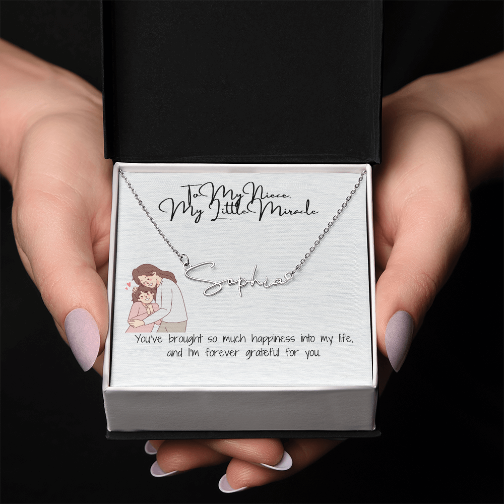 Little Miracle Niece Signature Name Necklace