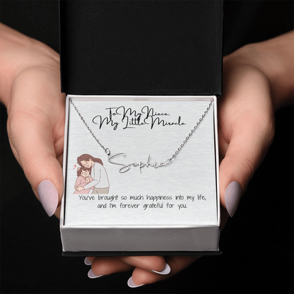 Little Miracle Niece Signature Name Necklace