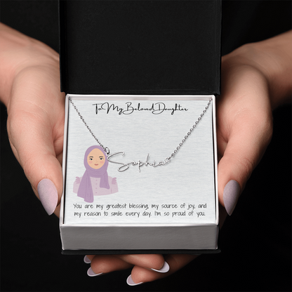 Elegance in Every Letter  Signature Name Necklace for My Hijabi Daughter