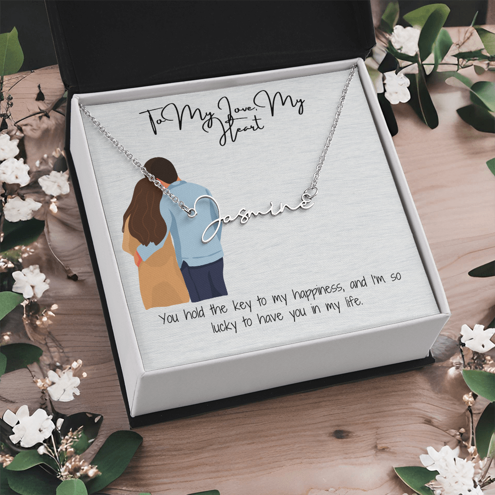 My Heart Girlfriend Name Necklace