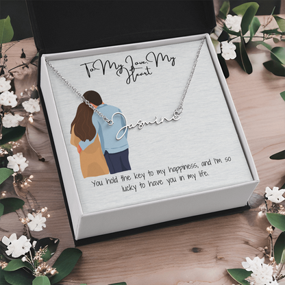 My Heart Girlfriend Name Necklace