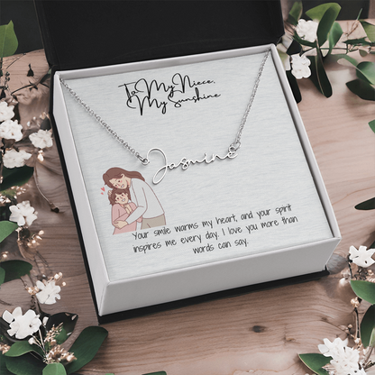My Sunshine Niece Signature Name Necklace
