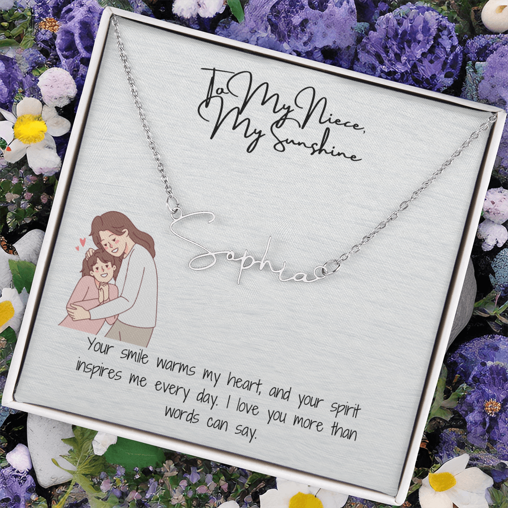My Sunshine Niece Signature Name Necklace