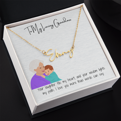 Personalized Signature Name Necklace  "A Stylish Tribute to Grandma"