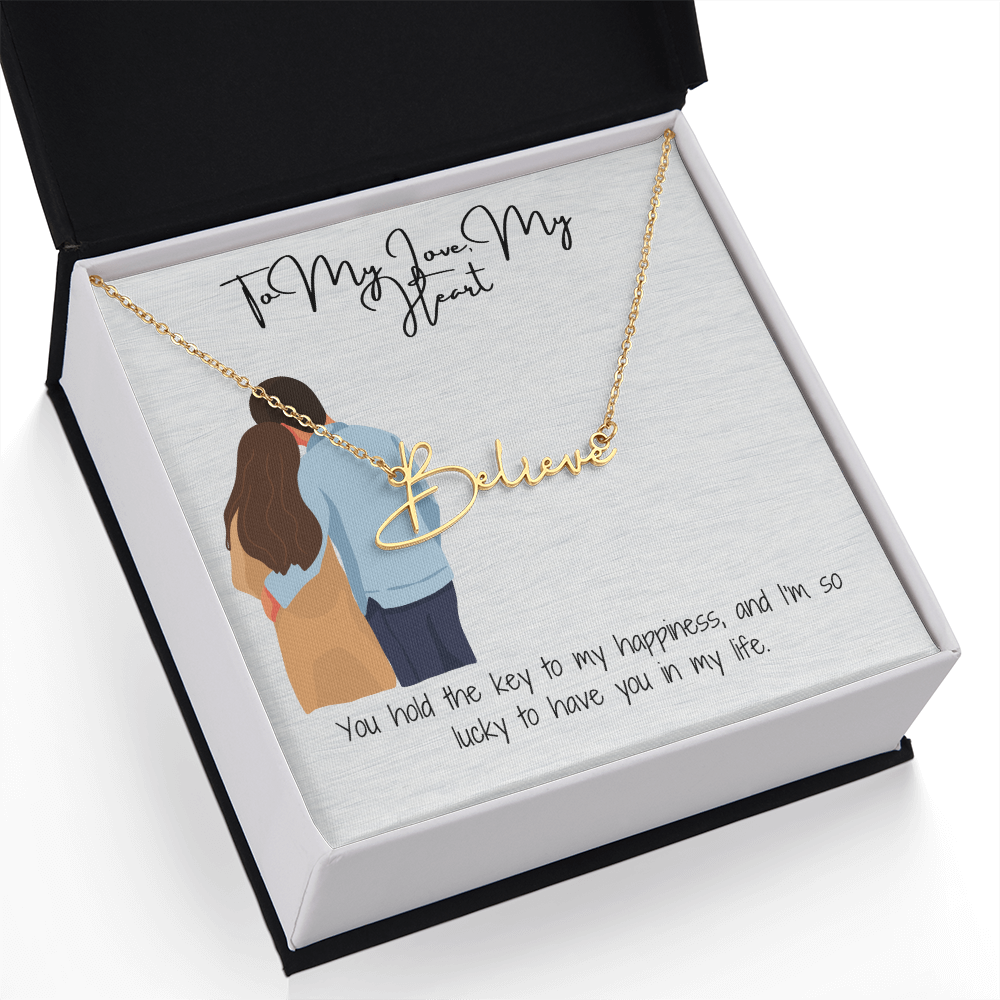 My Heart Girlfriend Name Necklace