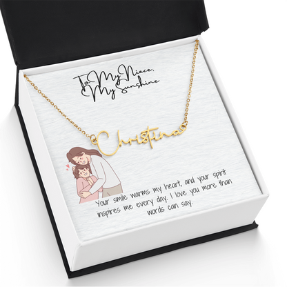 My Sunshine Niece Signature Name Necklace
