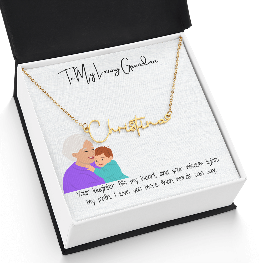 Personalized Signature Name Necklace  "A Stylish Tribute to Grandma"