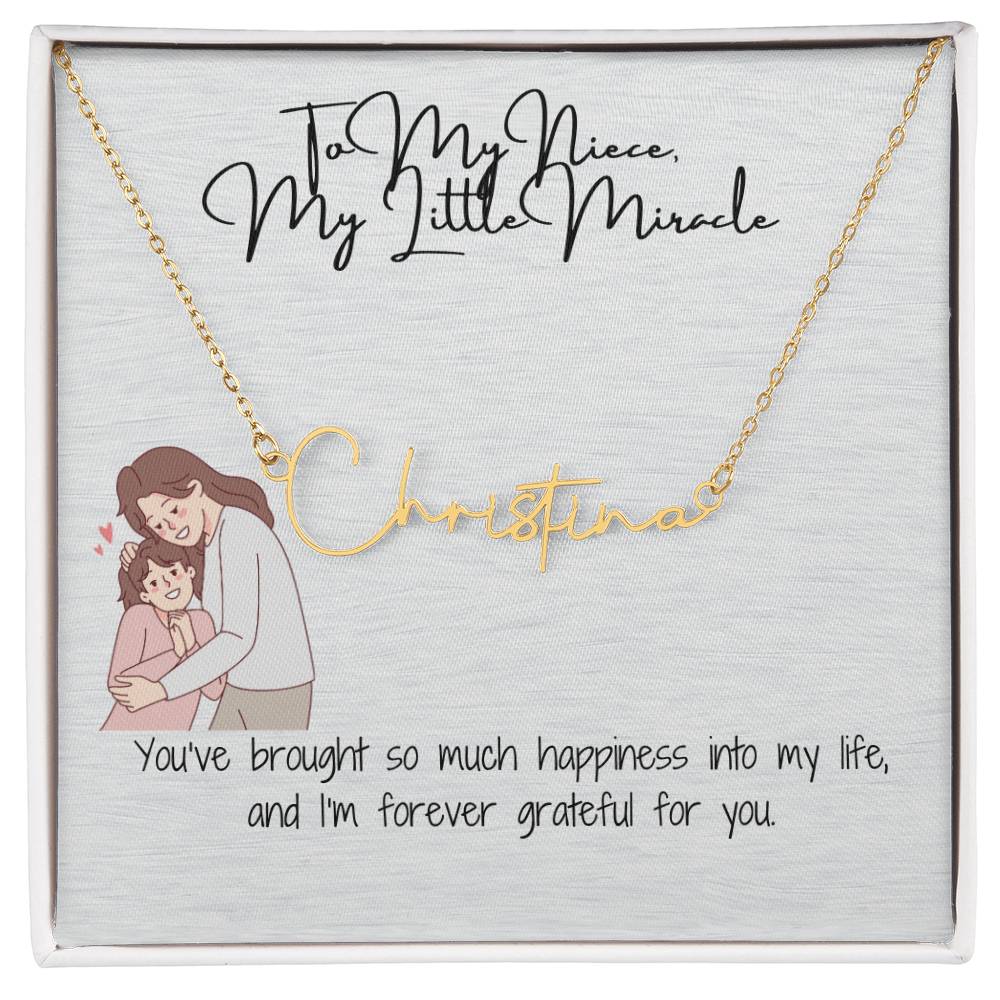 Little Miracle Niece Signature Name Necklace