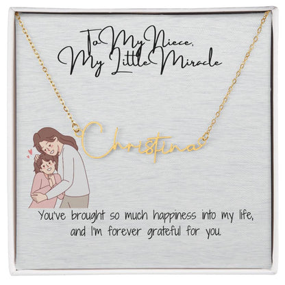 Little Miracle Niece Signature Name Necklace